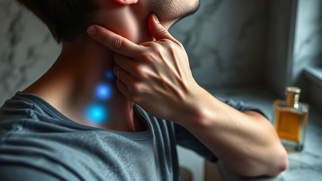 how to spray cologne -
Man’s inner wrist and neck showing pulse point areas highlighted with sub