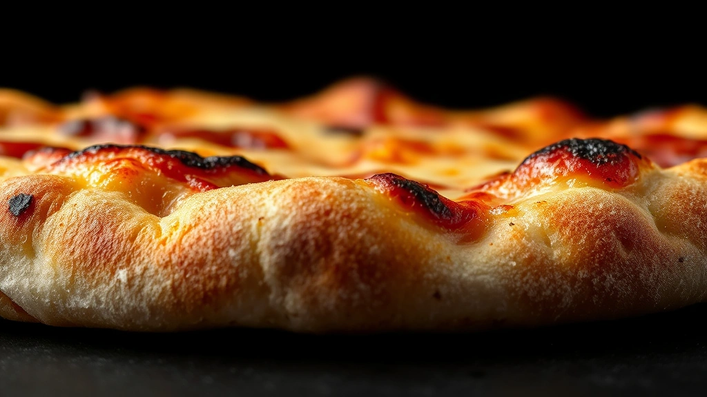 how to use a pizza stone -
photorealistic close-up, macro photography, bottom of crispy pizza crust showin