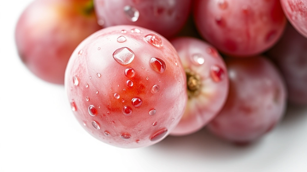how to wash grapes -
Photorealistic close-up macro shot of individual grape skin texture with water