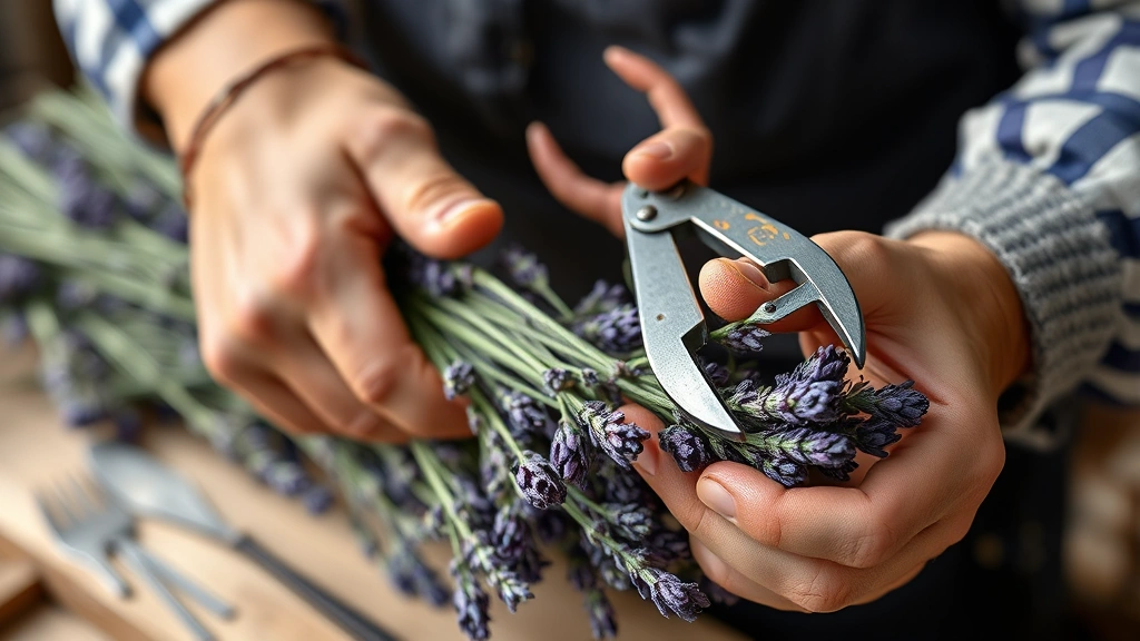 lavender how to -
Photorealistic hands working: gardener’s hands harvesting lavender stems 