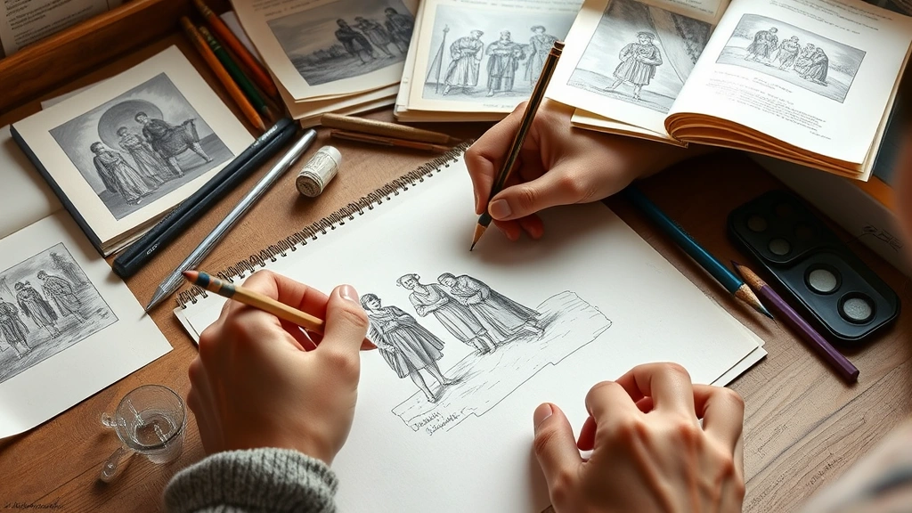 sugar act how to draw -
Photorealistic hands working on drawing Sugar Act illustration, artist sketchin