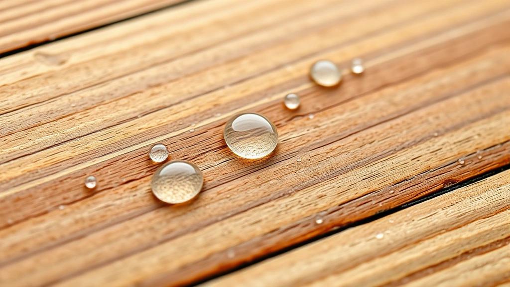 how to clean timber floors -
Photorealistic close-up macro photography of timber wood grain texture with wat