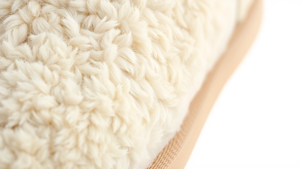 how to clean uggs -
Photorealistic extreme close-up macro shot of sheepskin texture on UGG boot sho