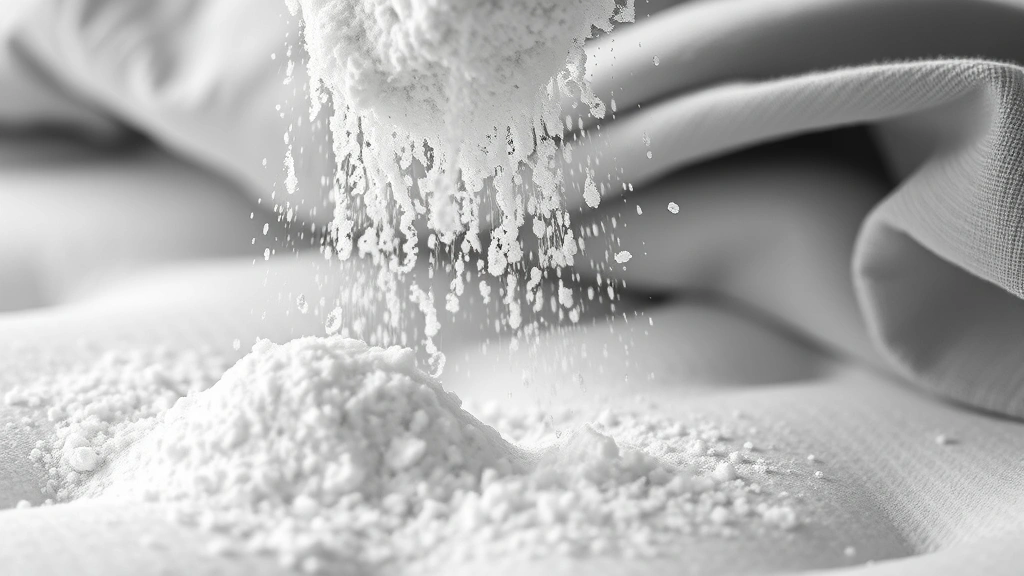 how to clean urine from mattress -
Photorealistic close-up macro photography of baking soda being sprinkled on dam