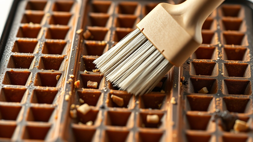 how to clean waffle maker -
Photorealistic close-up macro photography of waffle maker grid pattern with a s