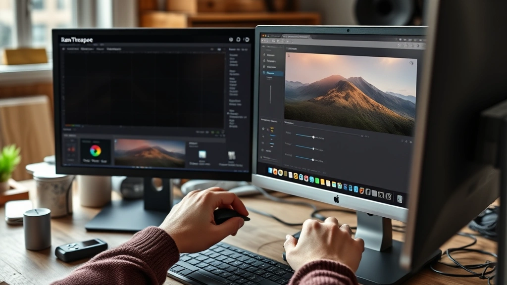 how to color grade in rawtherapee -
Photorealistic hands working on a computer using RawTherapee software interface