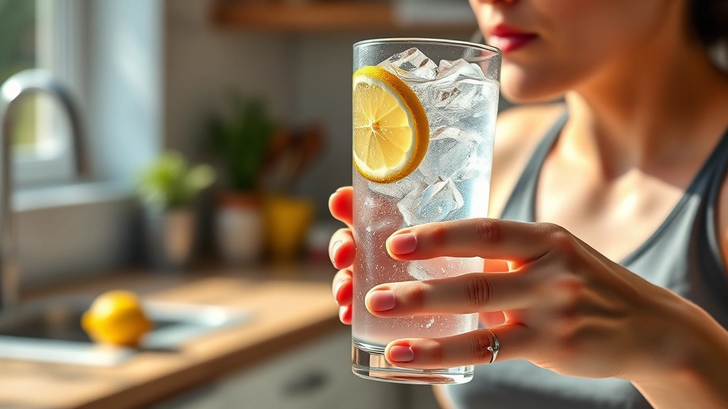 how to come down from a high faster -
photorealistic hands holding a tall glass of water with ice and lemon, person d