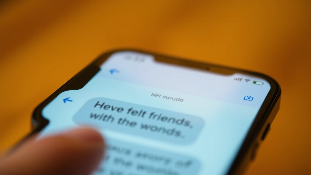 how to comfort someone over text -
Photorealistic macro photography of smartphone screen showing heartfelt text co