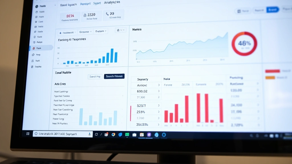 how to compare ai search optimization tools -
photorealistic close-up of analytics charts and metrics on computer screen show