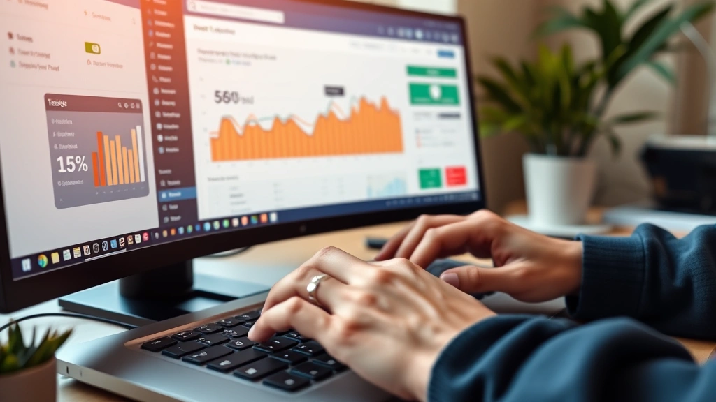 how to compare ai search optimization tools -
photorealistic hands typing on keyboard with SEO tool dashboard visible on moni