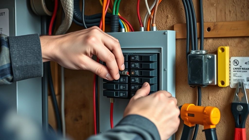 how to connect generator to house -
Photorealistic hands working on electrical transfer switch installation, electr