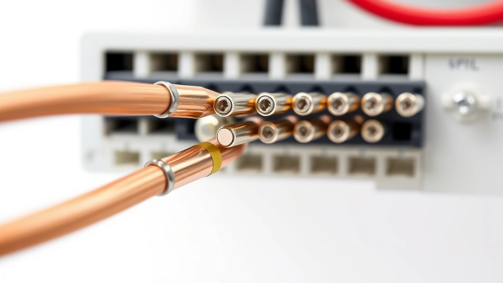 how to connect generator to house -
Photorealistic close-up macro photography of heavy gauge copper wire connection