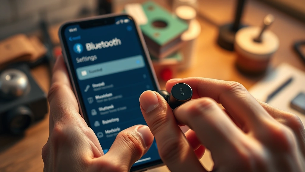 how to connect jlab earbuds -
Photorealistic close-up of hands holding JLab earbuds near a smartphone Bluetoo