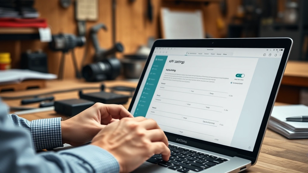 how to connect rocktomic with shipstation -
Photorealistic hands typing on keyboard while configuring API settings, laptop