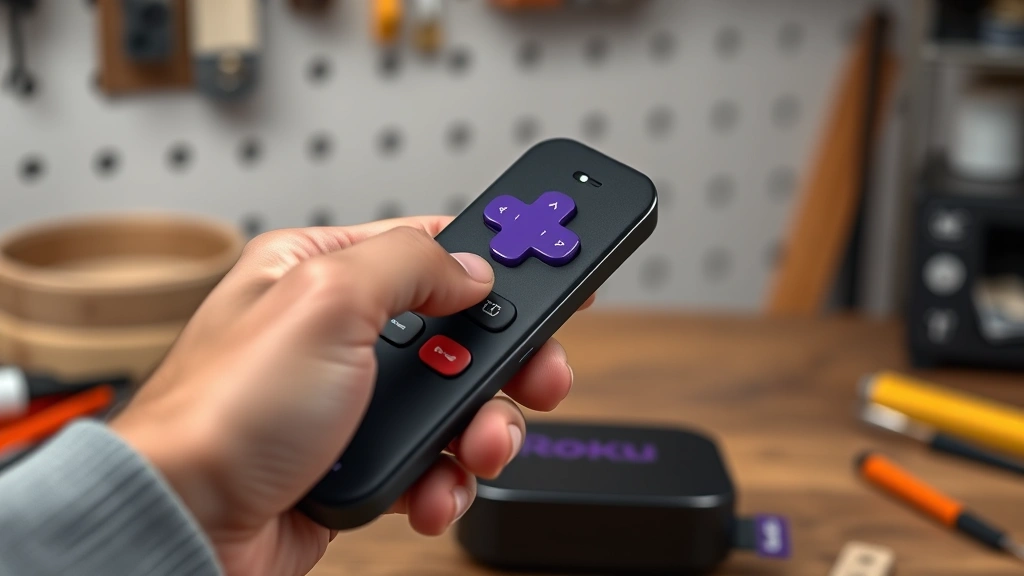 how to connect roku remote to tv -
Photorealistic hands working showing someone holding a Roku remote and pressing