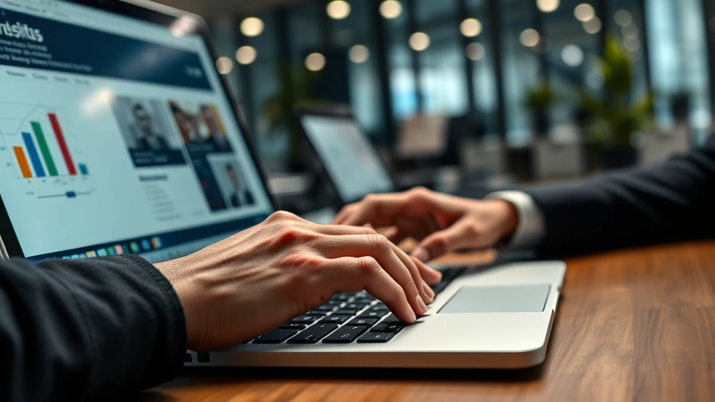 how to contact elon musk -
Photorealistic hands typing on laptop keyboard in professional workspace, busin