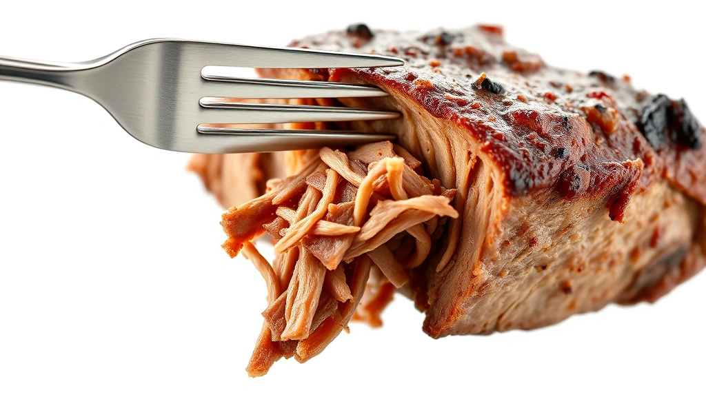how to cook a chuck roast in the oven -
photorealistic close-up macro of fork piercing perfectly braised chuck roast me