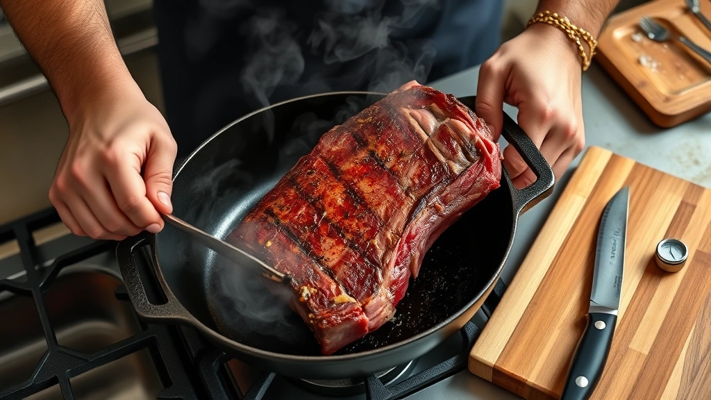how to cook a sirloin tip roast -
photorealistic hands working, workshop setting, professional photography, no te