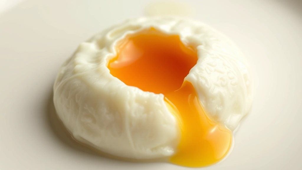 how to cook an egg in the microwave -
Photorealistic close-up macro photography of a perfectly cooked poached egg wit