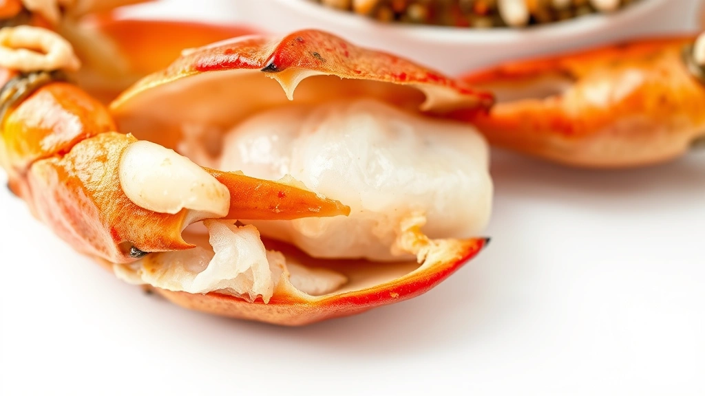how to cook frozen crab legs -
photorealistic close-up, macro photography of cooked crab leg meat texture, opa